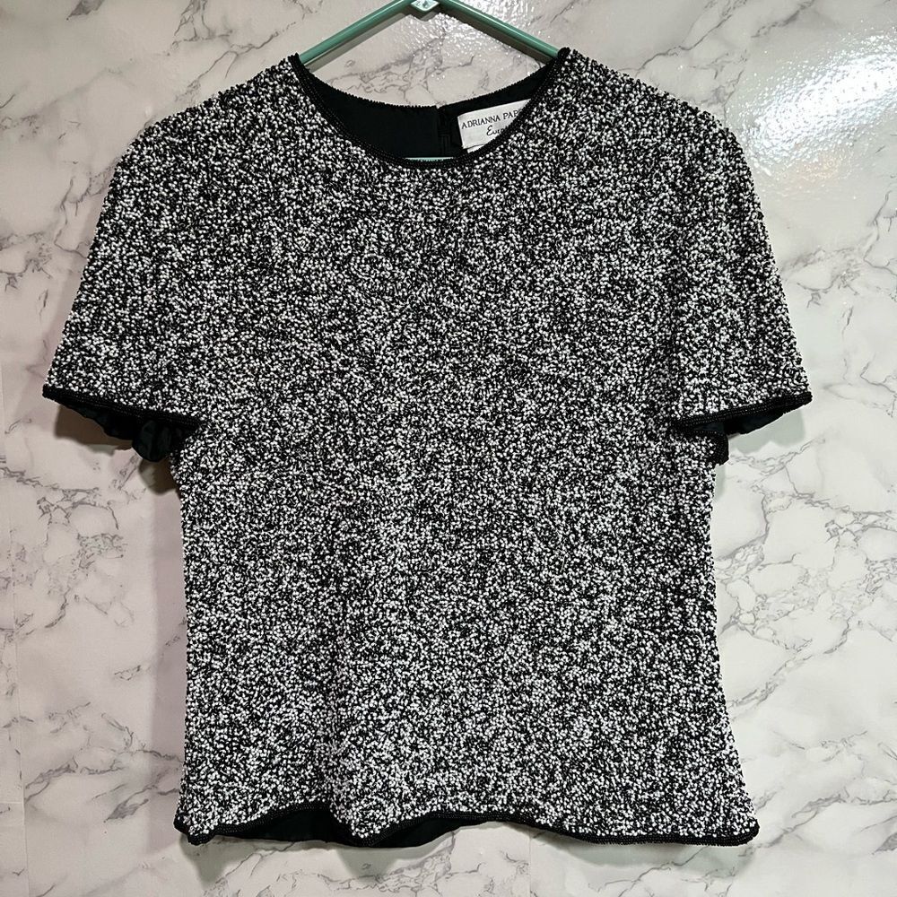 Adrianna Papell Evening Embellished Blouse Size L